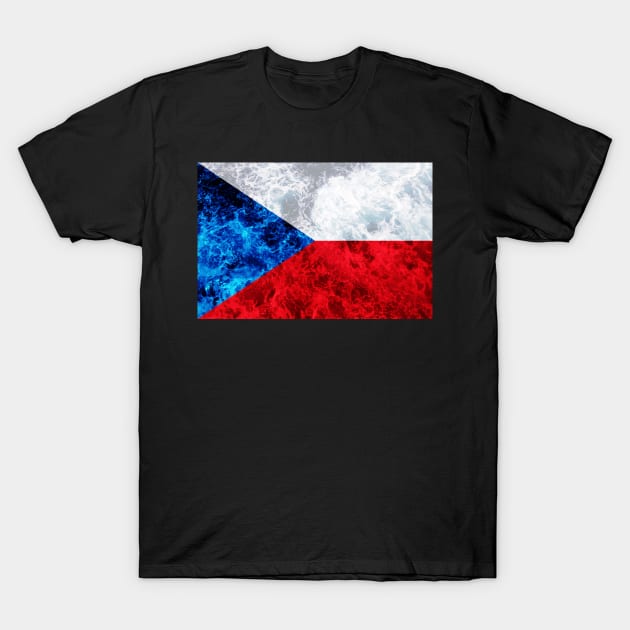 Flag of Czech Republic – Ocean Waves T-Shirt by DrPen